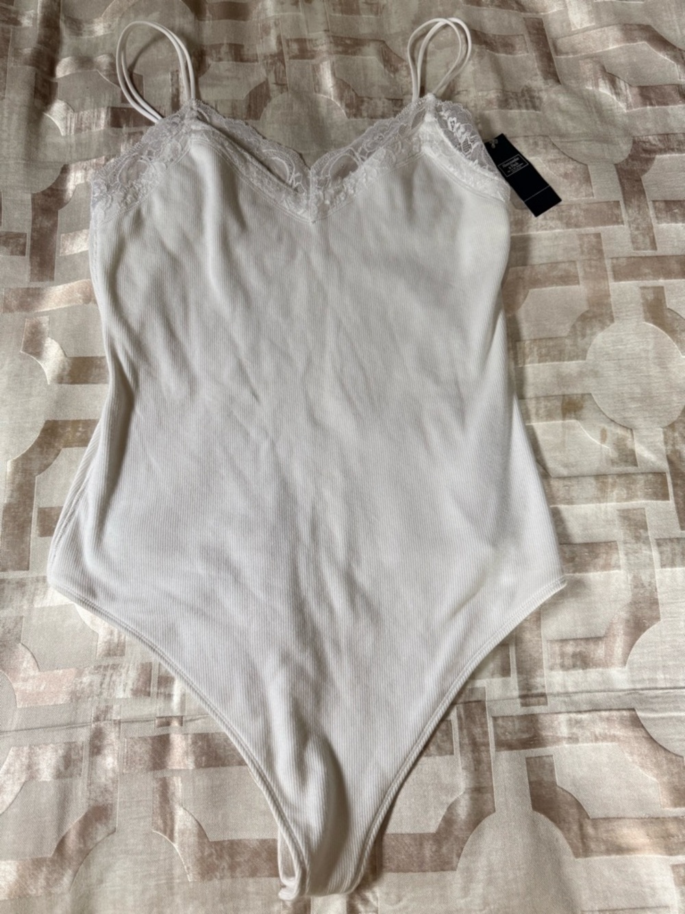 NWT Abercrombie & Fitch white bodysuit XL with Lace